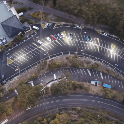 a sky view of our completed project